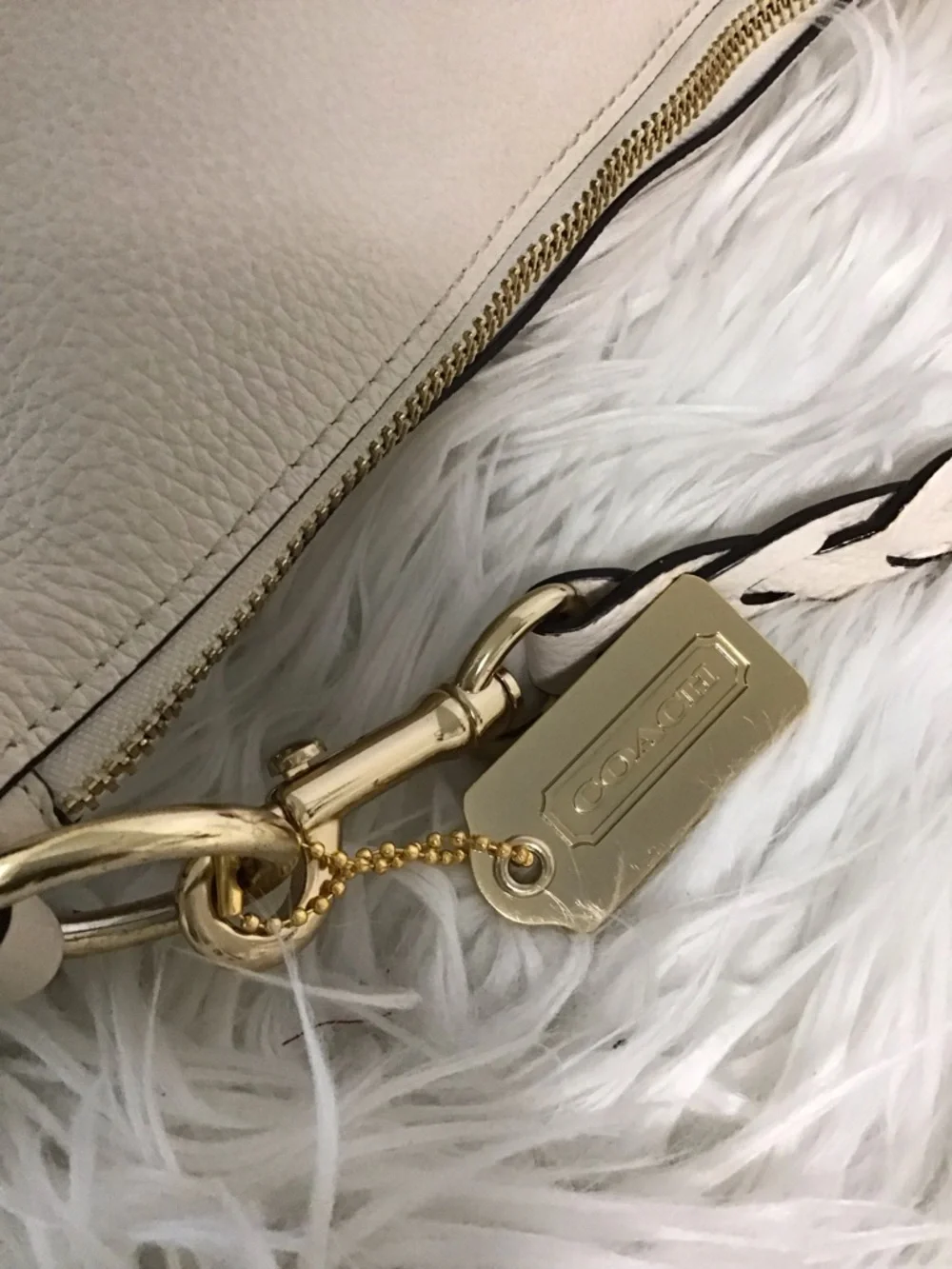 Coach Ivory  Chalk Leather Abby Duffle Shoulder Bag EUC Dustbag